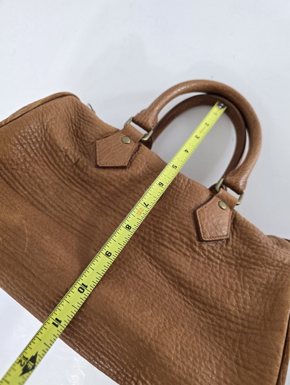 Ralph Lauren Vintage Speedy Dr Bag Pebble Saddle Tan Leather Satchel VTG 90s - Picture 16 of 16